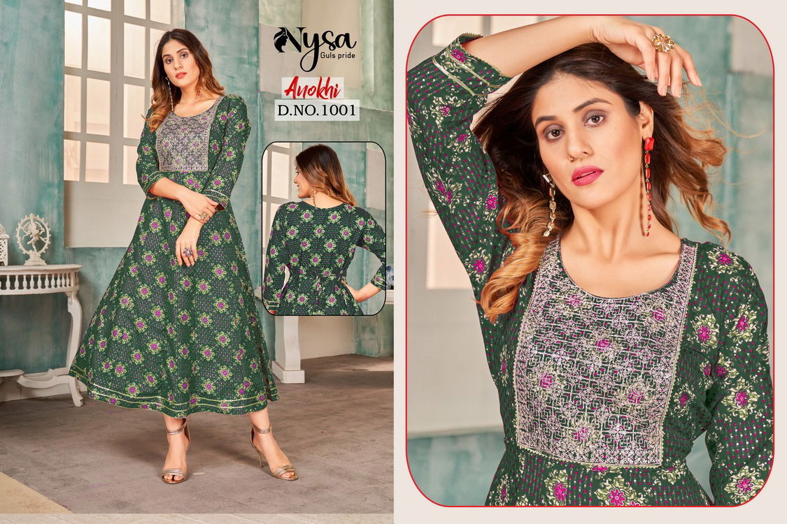 Nysa Anokhi Fancy Wear Wholesale Anarkali Kurtis Catalog